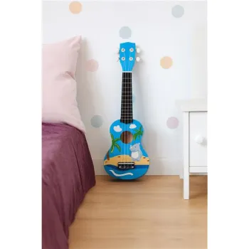 Gitara ukulele dla dzieci drewniana 4 struny nylonowe kostka do gry ECOTOYS-1275760
