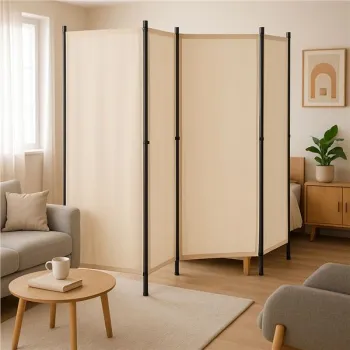 Składany parawan ogrodowy pokojowy 4-panelowy 167x216 cm beżowy MultiGarden-1274877