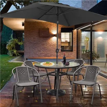 Stolik ogrodowy okrągły 105 cm na taras ogród balkon szkło hartowane otwór na parasol MultiGarden-1274251