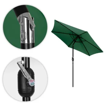 Duży parasol ogrodowy skośny łamany z korbą 6 żeber zielony 270 cm MultiGarden-1274695
