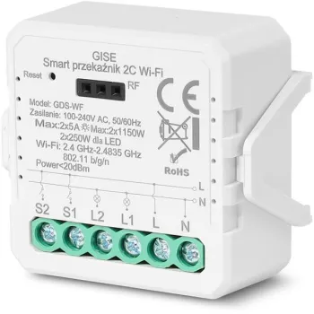 GISE Smart Podwójny moduł przekaźnikowy WiFi | Tuya | GDS-WF-1354062