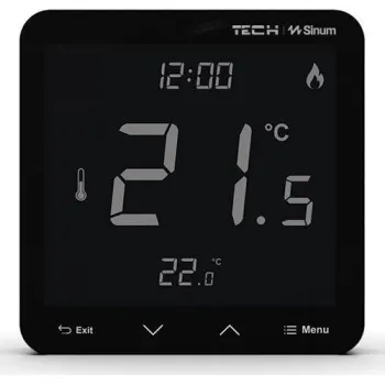 Przewodowy regulator pokojowy sinum czarny R-S3 Tech Sterowniki