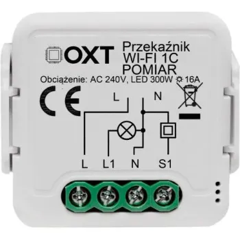 Moduł OXT przekaźnik 1 obwód pomiar 16A WIFI TUYA T220P