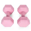 Hantle sześciokątne zestaw 2x2 kg ciężarki do ćwiczeń obciążniki fitness różowe ModernHome-1379541