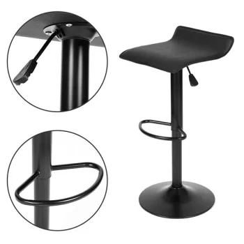 Hoker stołek barowy obrotowy podnóżek regulacja wysokości czarny ekoskóra ModernHome-1379486