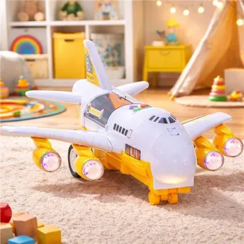 Transporter samolot + 6 aut pojazdy budowlane bok/przód-1378972