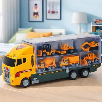 Transporter ciężarówka TIR wyrzutnia + metalowe auta maszyny budowlane-1378994