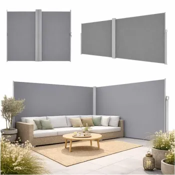 Markiza narożna boczna tarasowa LUARO parawan zwijany 180 x 620 cm szary-1378592