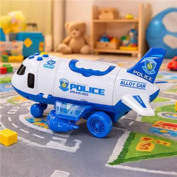 Samolot interaktywny rozkładany parking policja 3 auta dźwięk światła-1378991