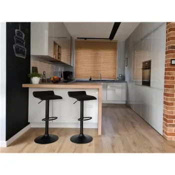 Hoker stołek barowy obrotowy podnóżek regulacja wysokości czarny ekoskóra ModernHome-1379485