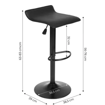 Hoker stołek barowy obrotowy podnóżek regulacja wysokości czarny ekoskóra ModernHome-1379489