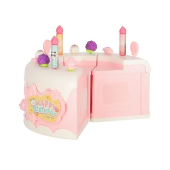 Tort urodzinowy piętrowy do krojenia na rzepy muzyka światła kuchnia 16 elementów różowy-1378644