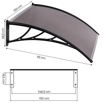 Daszek nad drzwi 150x100 cm zadaszenie osłona poliwęglan MultiGarden-1379960