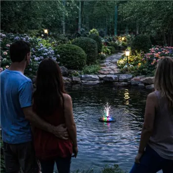 Fontanna solarna LUARO do oczka wodnego ogrodowa pompa pływająca LED RGB 16cm-1378516