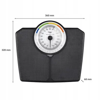 Klasyczna waga łazienkowa mechaniczna analogowa do 180 kg czarna WEBBER BMI-1379586