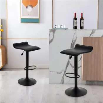 Hoker stołek barowy obrotowy podnóżek regulacja wysokości czarny ekoskóra ModernHome-1379488