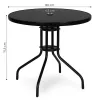 Stolik ogrodowy okrągły 80 cm szkło hartowane otwór na parasol czarny MultiGarden-1380077