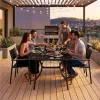 Stół ogrodowy 160x90 cm szkło hartowane otwór na parasol czarny MultiGarden-1380220