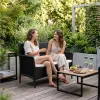 Sofa ogrodowa dwuosobowa z poduszką ławka na balkon taras ogród czarna MultiGarden-1380269