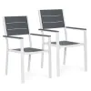 Zestaw 2 krzeseł ogrodowych na taras balkon stal HDPE szare białe MultiGarden
