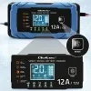 Qoltec Inteligentna mikroprocesorowa ładowarka 12V 12A | Prostownik z funkcją naprawy | AGM GEL LiFePO4 | 9- stopniowe