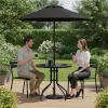 Stolik ogrodowy okrągły 80 cm szkło hartowane otwór na parasol czarny MultiGarden-1380069