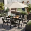 Stół ogrodowy 120x70 cm szkło hartowane otwór na parasol czarny MultiGarden-1380229