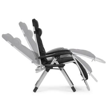 Leżak ogrodowy plażowy regulowane oparcie fotel z poduszką + zagłówek czarny MultiGarden-1380163