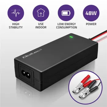 Qoltec Automatyczna ładowarka do akumulatora AGM GEL STD | Prostownik 24V | 2A | 48W | LED | Kabel 1.8m-1381824