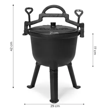 Kociołek żeliwny emaliowany 5L stojący garnek myśliwski ognisko grill MultiGarden-1380137