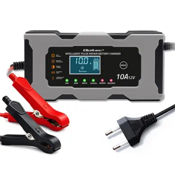 Qoltec Inteligentna mikroprocesorowa ładowarka 12V 10A | Prostownik z funkcją naprawy do akumulatora AGM GEL LiFePO4 |
