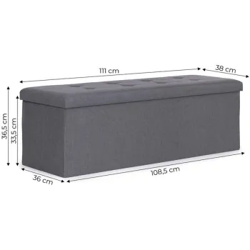 Pufa pikowana 111x38 cm ze schowkiem tapicerowana ława skrzynia ciemnoszara ModernHome-1384697