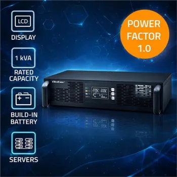 Qoltec Zasilacz awaryjny UPS do RACK | 1kVA | 1000W | Power Factor 1.0 | LCD | EPO | USB | On-line-1381188