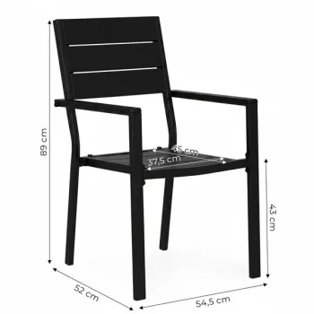 Zestaw 2 krzeseł ogrodowych na taras balkon stal HDPE czarne MultiGarden-1380039