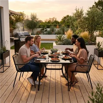 Stół ogrodowy 140x80 cm szkło hartowane otwór na parasol czarny MultiGarden-1380240