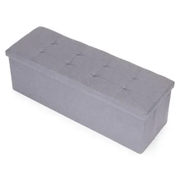 Pufa pikowana 111x38 cm ze schowkiem tapicerowana ława skrzynia jasnoszara ModernHome-1384684