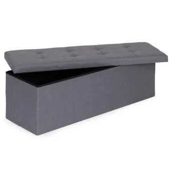 Pufa pikowana 111x38 cm ze schowkiem tapicerowana ława skrzynia ciemnoszara ModernHome-1384693