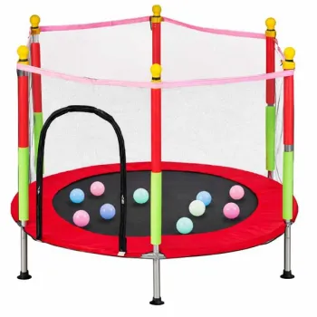 Trampolina do domu ogrodu dla dzieci siatka piłki 140cm 55inch czerwona-1384450