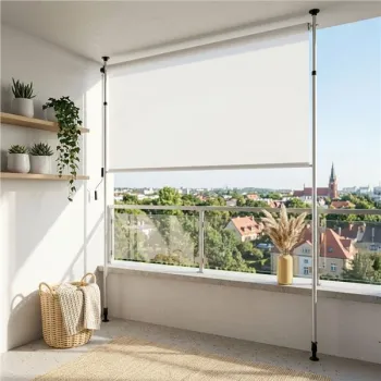 Markiza zaciskowa rozporowa roleta zwijana na korbkę regulacja wysokości beżowa MultiGarden-1385131