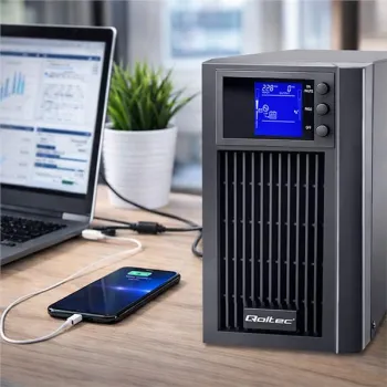 Qoltec Zasilacz awaryjny UPS On-line | Pure Sine Wave | 1kVA | 800W | LCD | USB-1380814