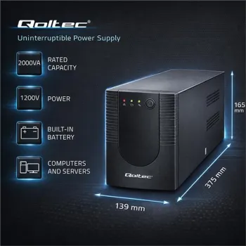 Qoltec Zasilacz awaryjny UPS Line Interactive | Monolith | 2000VA | 1200W | USB | RJ45-1381130