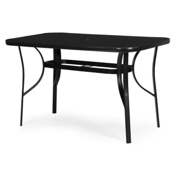 Stół ogrodowy 120x70 cm szkło hartowane otwór na parasol czarny MultiGarden-1380232
