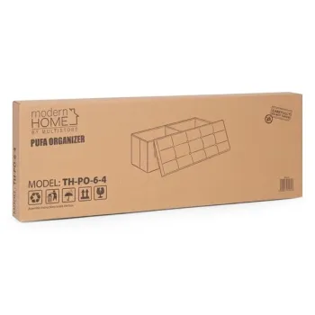 Pufa pikowana 111x38 cm ze schowkiem tapicerowana ława skrzynia jasnoszara ModernHome-1384686