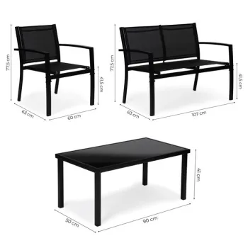 Zestaw mebli ogrodowych stół ławka fotele metal MultiGarden-1384772
