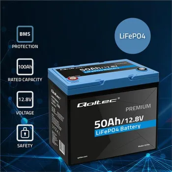 Qoltec Akumulator LiFePO4 Litowo-Żelazowo-Fosforanowy | 12.8V | 50Ah | 640Wh| BMS-1381166