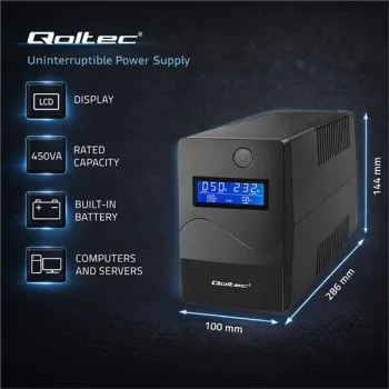 Qoltec Zasilacz awaryjny UPS Line Interactive | Monolith | 450VA | 240W | LCD | USB | RJ45-1381041