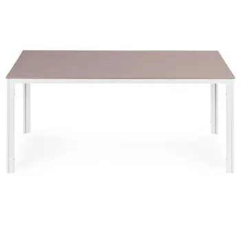 Stół ogrodowy 6-osobowy 156x78 cm polywood meble na taras beżowe białe MultiGarden-1380113