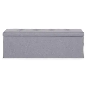 Pufa pikowana 111x38 cm ze schowkiem tapicerowana ława skrzynia jasnoszara ModernHome-1384681