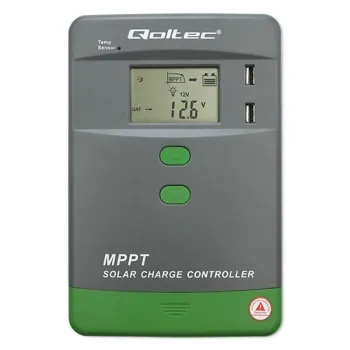 Qoltec Solarny regulator ładowania MPPT z czujnikiem temperatury 20A |12V / 24V | LCD | 2 x USB | GEL | LiFePO4-1385181