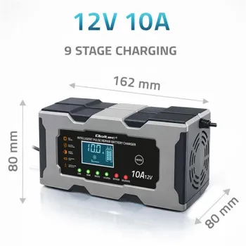 Qoltec Inteligentna mikroprocesorowa ładowarka 12V 10A | Prostownik z funkcją naprawy do akumulatora AGM GEL LiFePO4 |